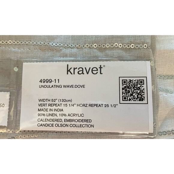 3 Kravet Candice Olson Undulating Wave Linen Blend Sequins Fabric Samples 25"sq. - Picture 3 of 5